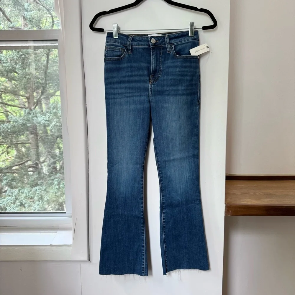 NWT FRAME Le Crop Mini Boot Jeans Dark Wash Blue Lupine